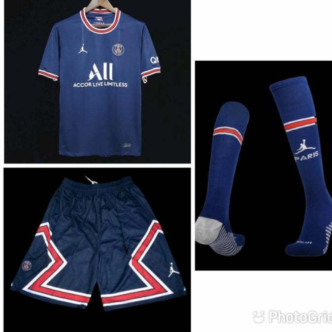 Setelan Baju Jersey Bola Psg Home Terbaru 2021 2022 Grade Ori Messi - Full Set, S Berryirwanshyah
