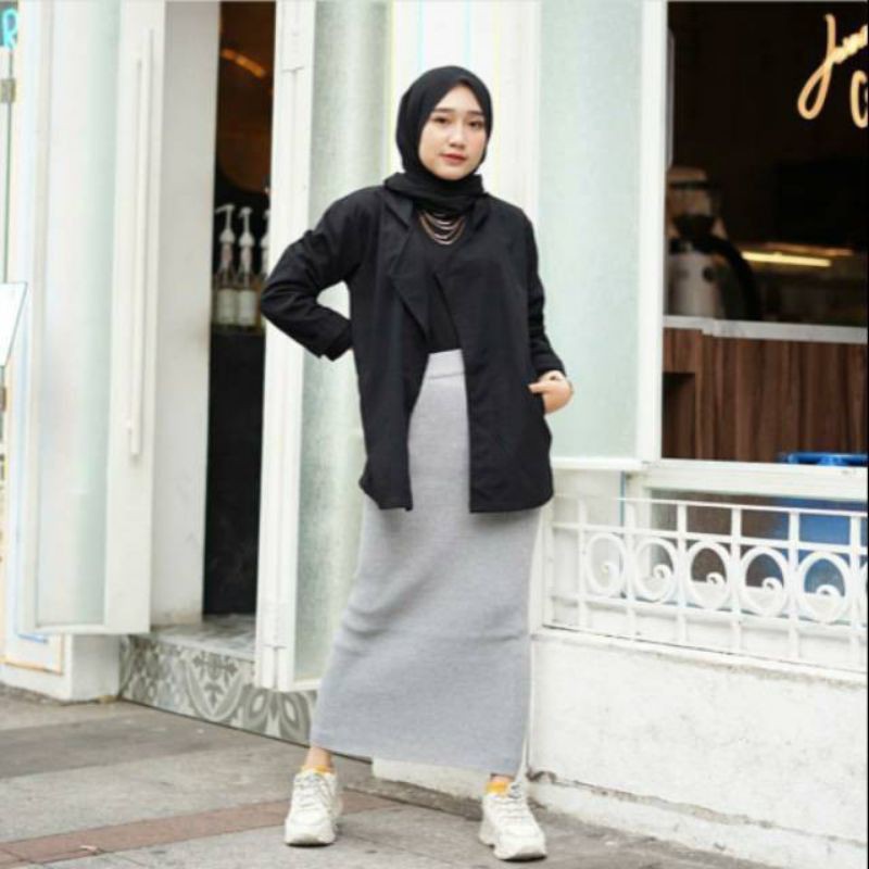 Rok Span Knitted / Rok Rajut Span fuchia Tebal / Rok Rajut Panjang Premium