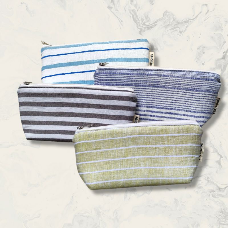 eystudios - Pencil Case Linen / Tempat Pensil Motif Salur