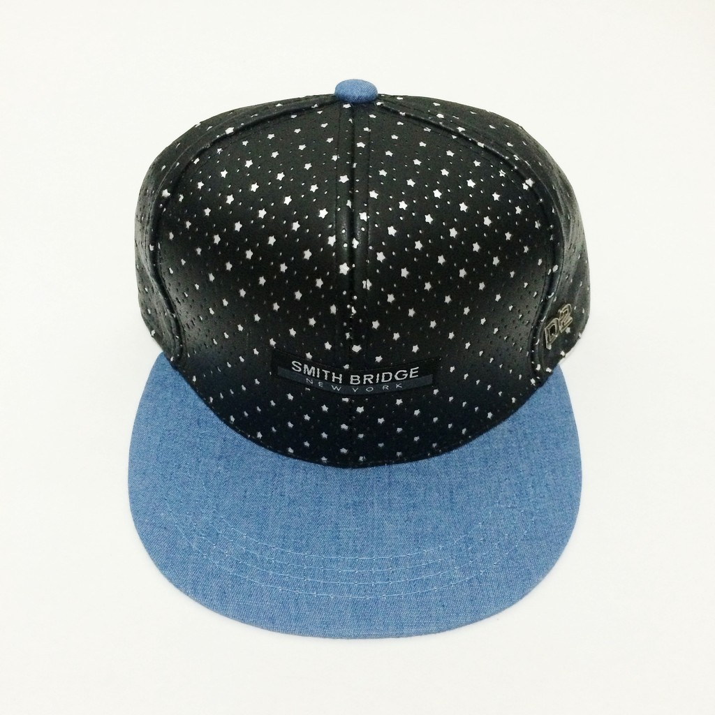 Topi Snapback Smith Bridge Kulit Hitam Biru import murah