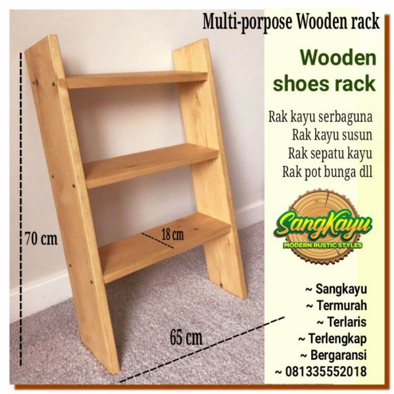 Rak sepatu kayu rak serbaguna kayu rak tanaman hias dll Wooden shelf