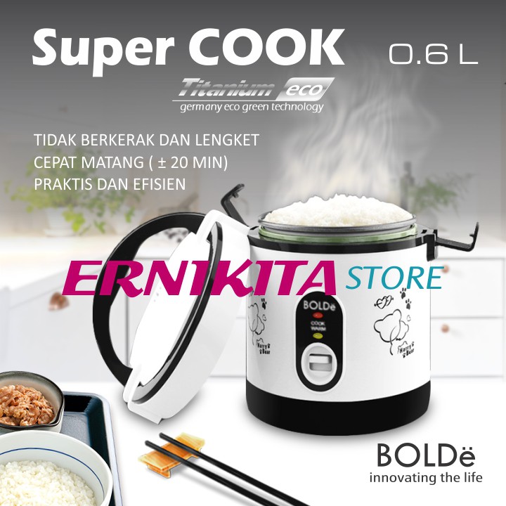 BOLDe SUPER COOK 3 IN 1 - Personal Mini Rice Cooker 0,6 L