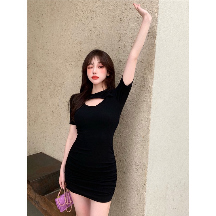 Suhao dress sexy hati-hati mesin rok ketat paket lipit rok bawah pinggul