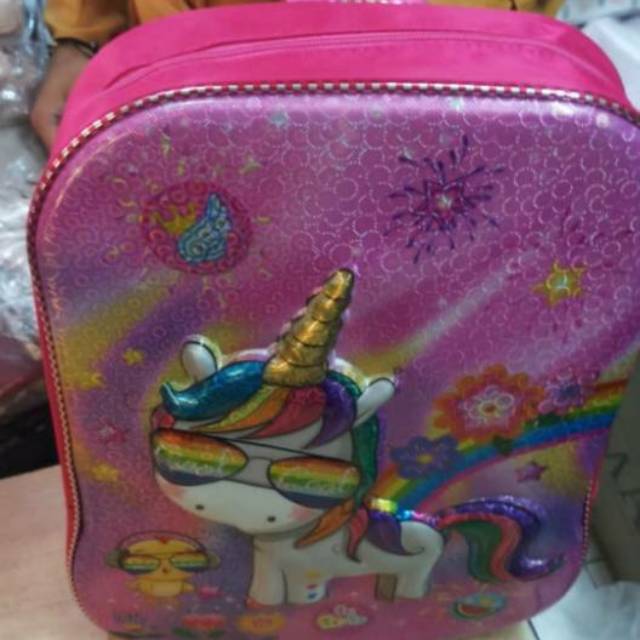 Tas Ransel Anak TK Unicorn Lucu Timbul Hologram Import