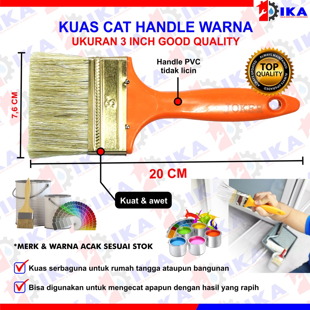 Kuas cat kuas cat murah berkualitas ukuran 1inch dan 3inch gagang warna-harga1pcs