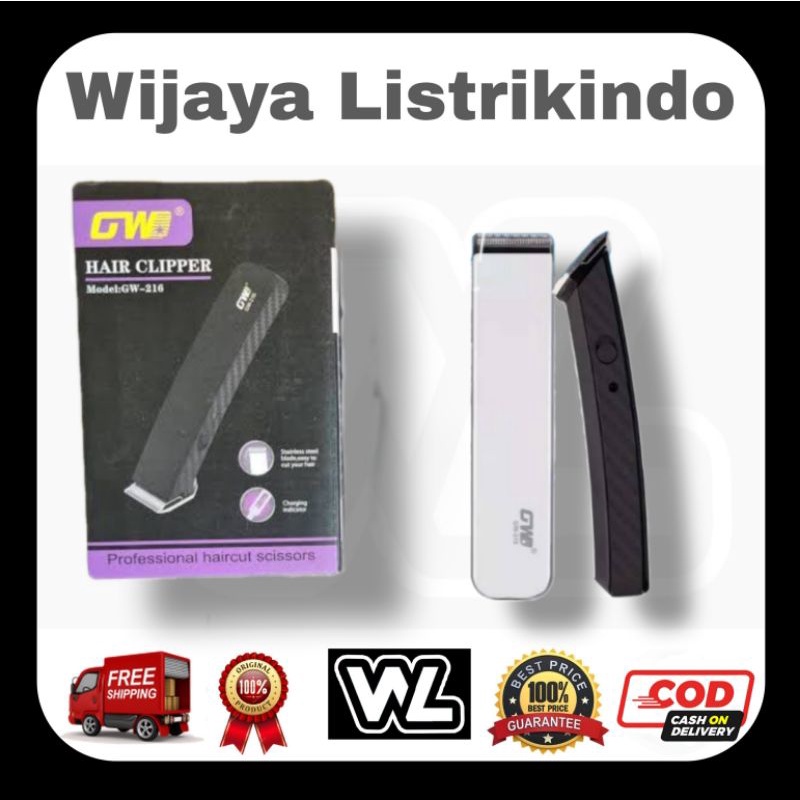 Hair Clipper GW-216 alat cukur / potong rambut / jenggot baterai elektrik