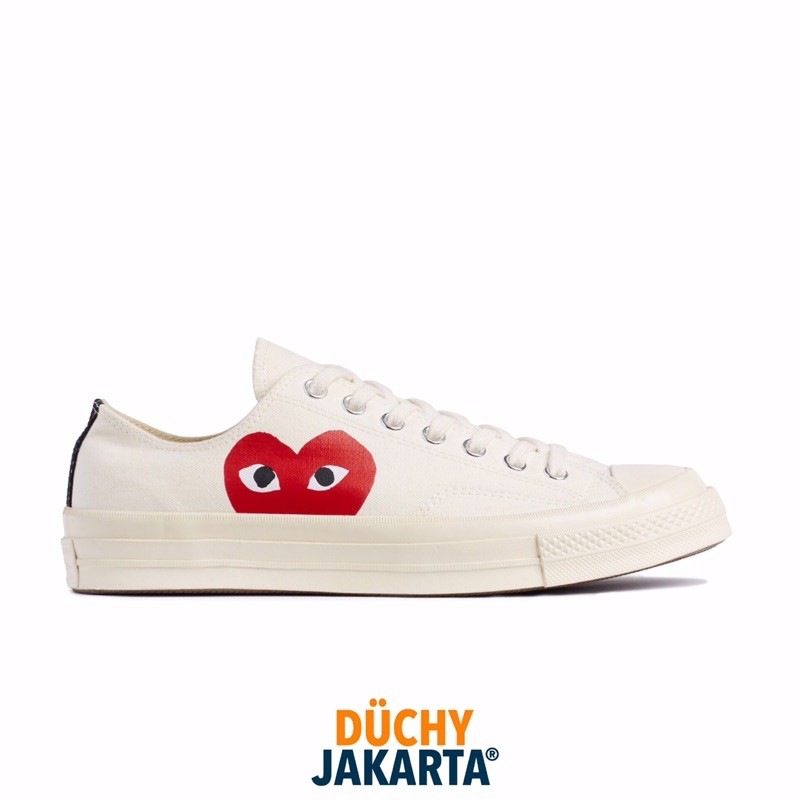 CONVERSE X CDG PLAY RED HEART CHUCK 70 LOW WHITE