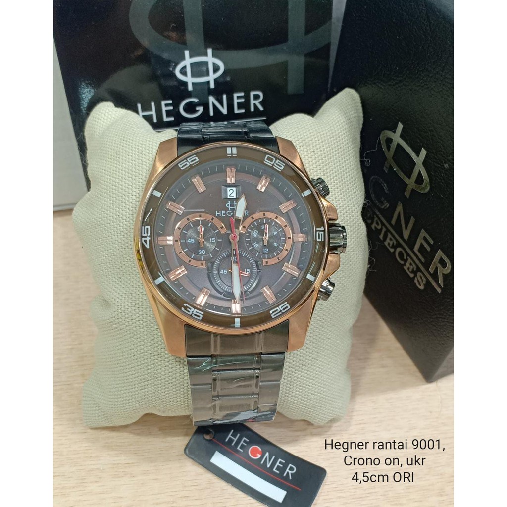 Jam Tangan Pria Original Hegner 9001 Crono Aktif Stainless Steel