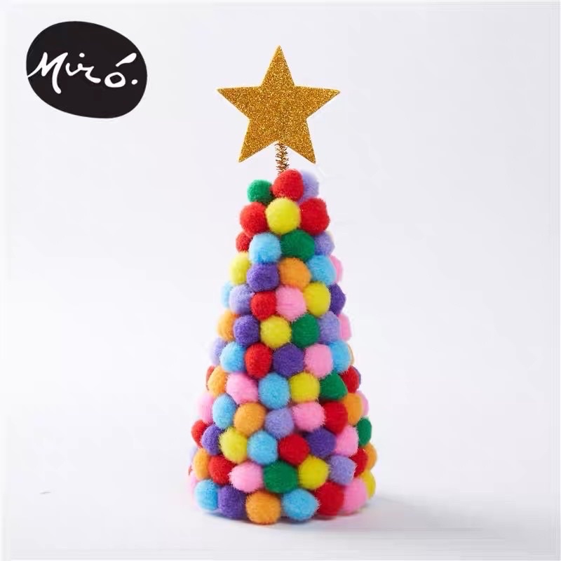 Diy christmas tree pom pom ball prakarya anak tema natal