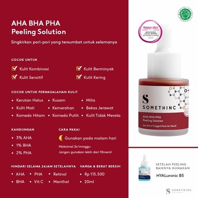 SOMETHINC AHA BHA PHA Peeling Solution 20ML kecantikan perawatan wajah