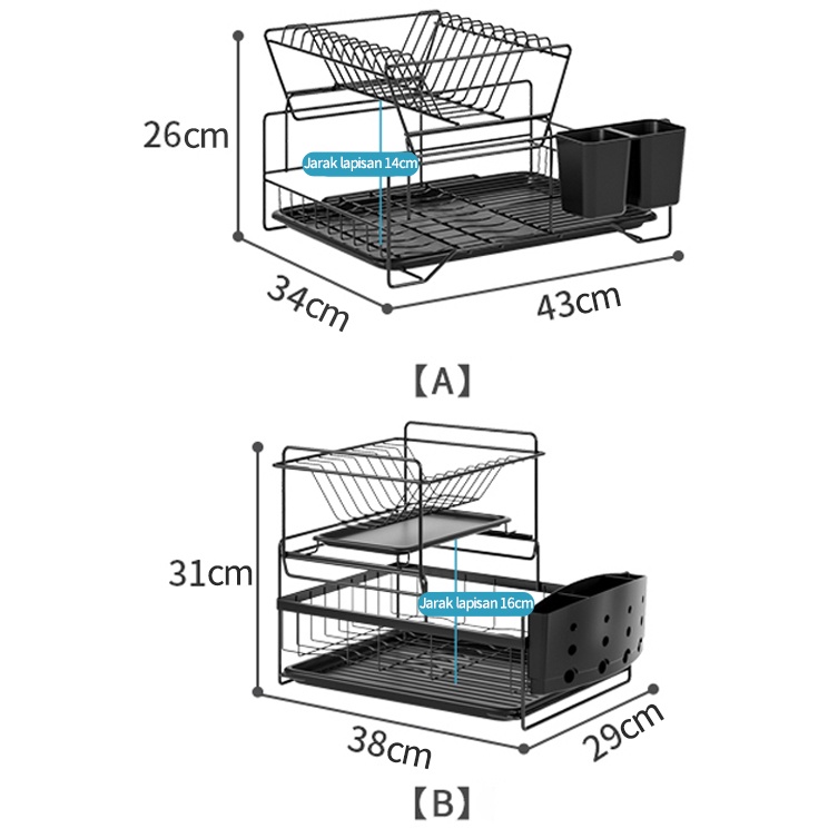 Rak piring multifungsi, rak cangkir, rak bumbu dapur, mudah digunakan