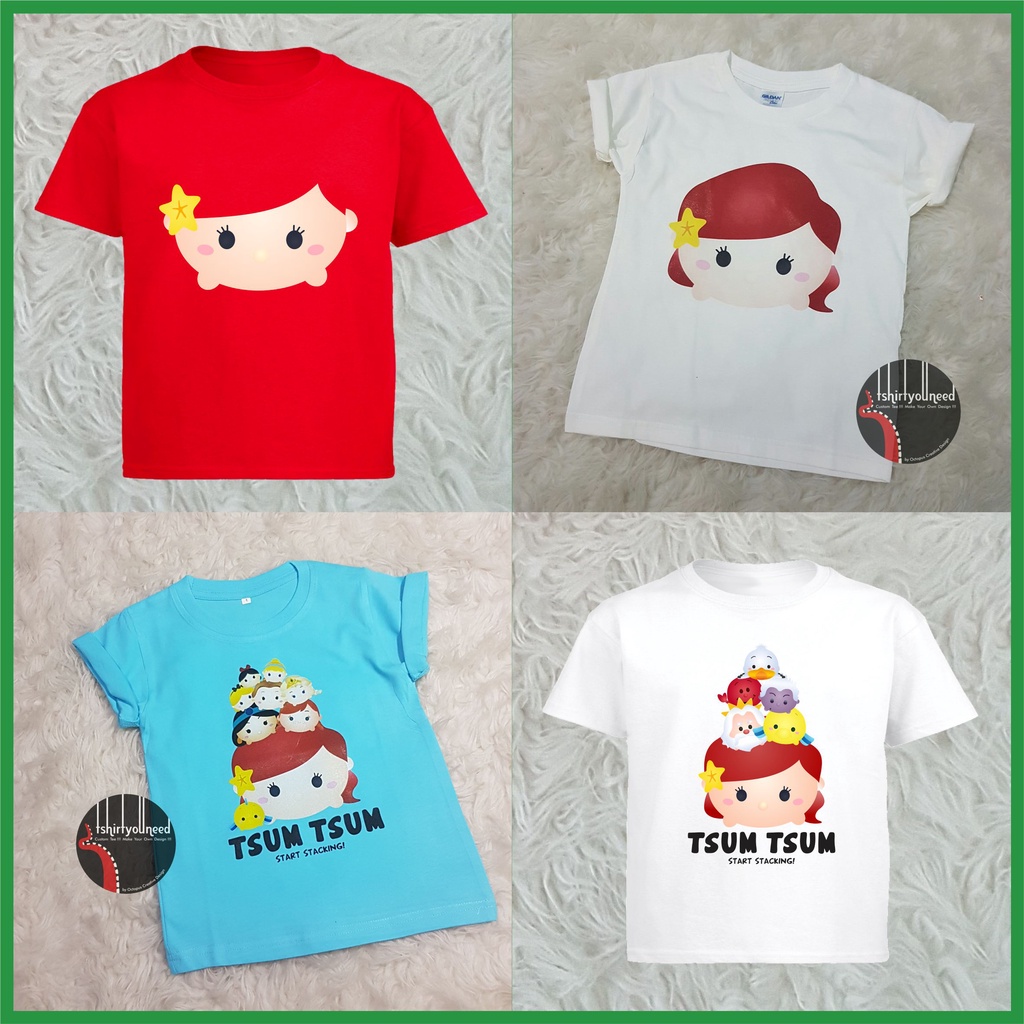 Kaos Anak Dewasa TYN Tsum Tsum Princess Ariel Mermaid