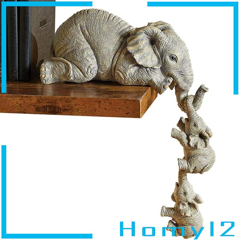 [HOMYL2] Cute Elephant Holding Two Babies Figurine Home Animal Statue Sculpture Decor