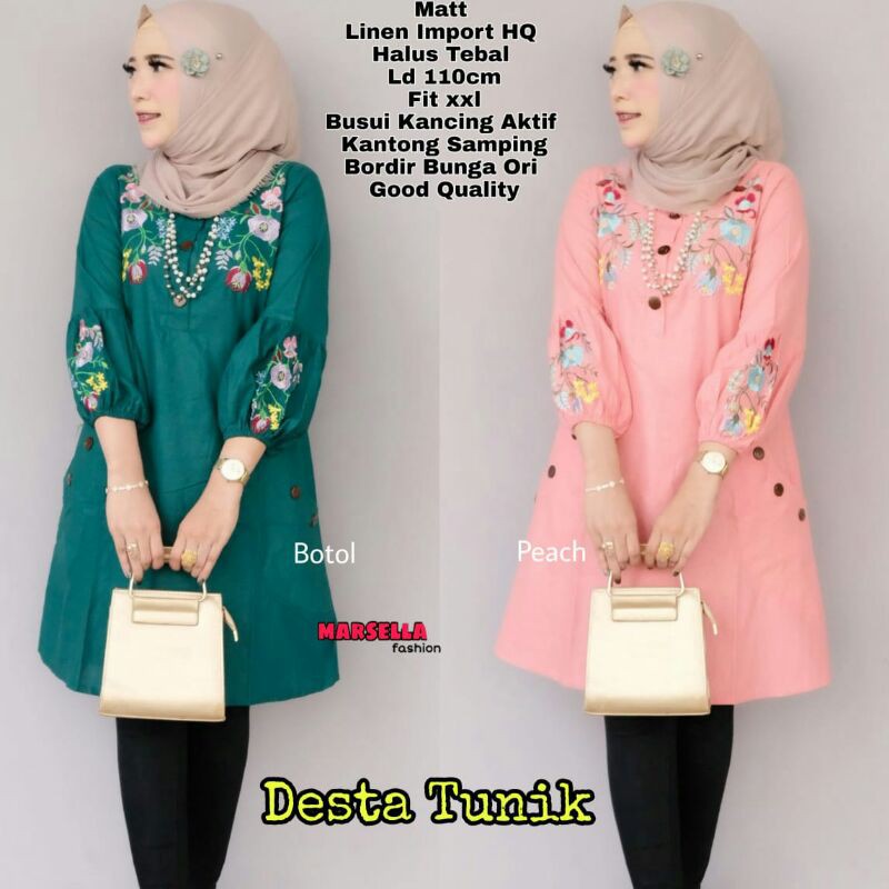 Desta Tunik - Fashion Muslim Perempuan Atasan Tunik Dewasa Syari Murah Cantik