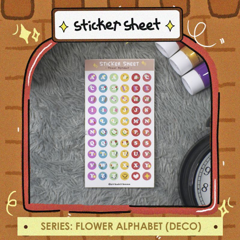 

Sticker Sheet / Deco Sticker : Series Flower Alphabet for planner, journaling, etc.