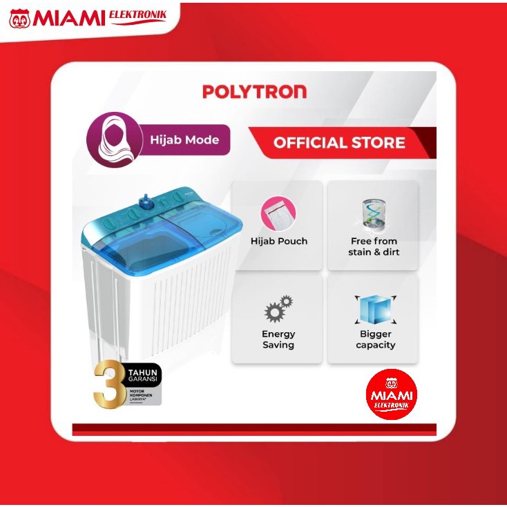 Mesin Cuci POLYTRON PWM-9072 / 2 Tabung 9kg PWM9072 / PWM9072B / PWM9072N