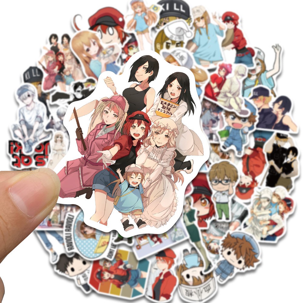 50PCS Cells At Work Code Black Anime Stickers for Children Cartoon Hataraku Saibou Sticker Guitar Skateboard Loptop Decal