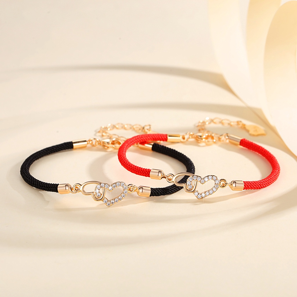 Y664【Barang spot】Gelang Couple / Gelang Desain Berbentuk Hati Untuk Pria Dan Wanita Gelang Tali Braided LOVE Bracelet