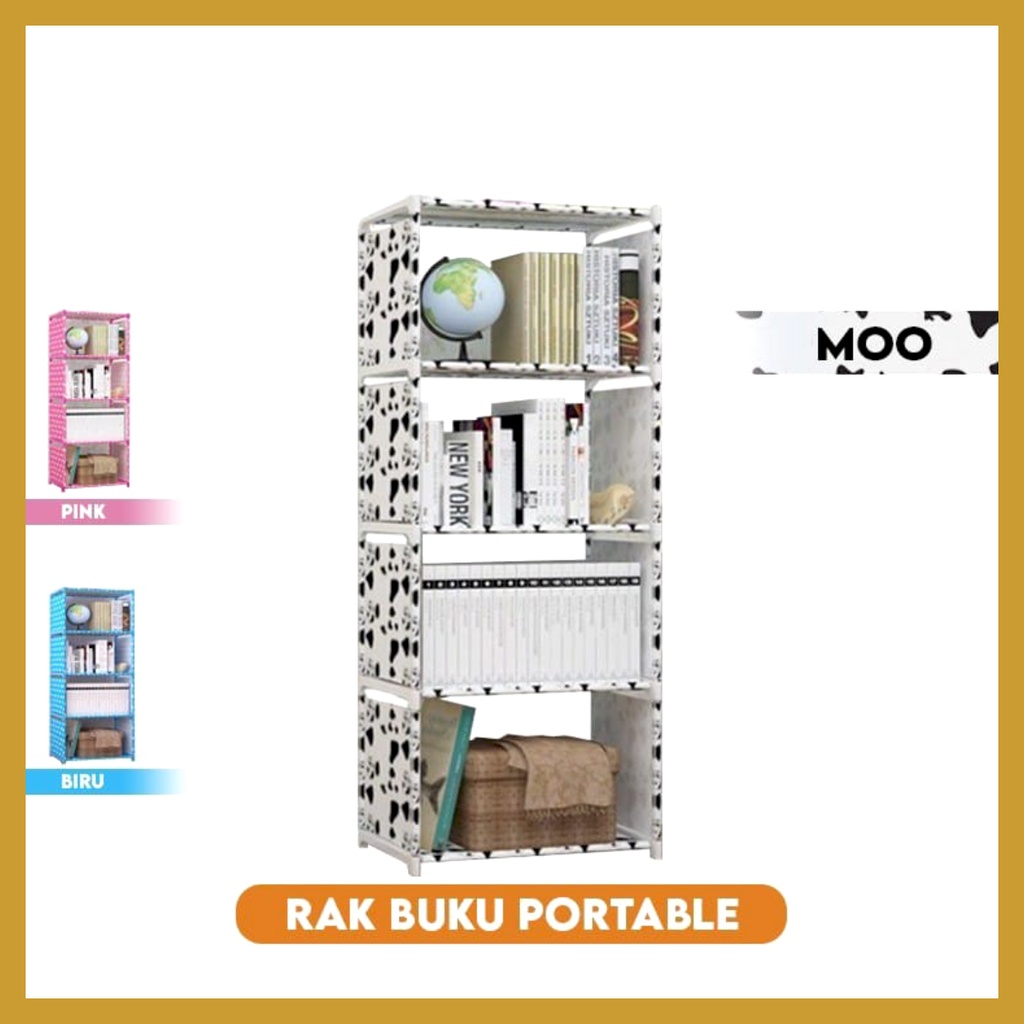 Rak Buku Portable 5 Tingkat 4 Susun Serbaguna Rak Buku Minimalis Rak Buku Plastik Murah GOSHOP88