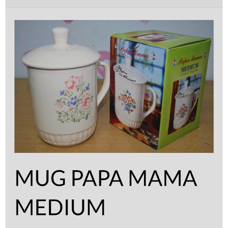 Mug dengan tutupBahan keramikTipe papa mama medium (per pc)
