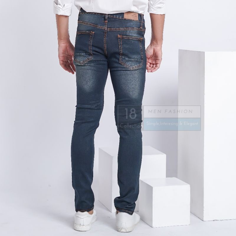 Navy Thin Brown Ripped Soft Jeans Murah Berkualitas! Celana Jeans Pria / Celana Panjang Sobek / Celana Cowo