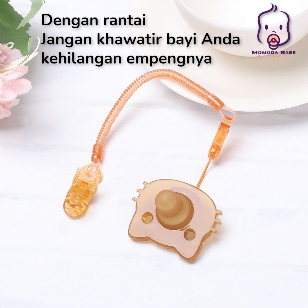 MOMO Dot Empeng Bayi Bahan Silikon Dengan Rantai Dan Kotak/ Tali Empeng Bayi/ Empeng Bayi 0 6 Bulan