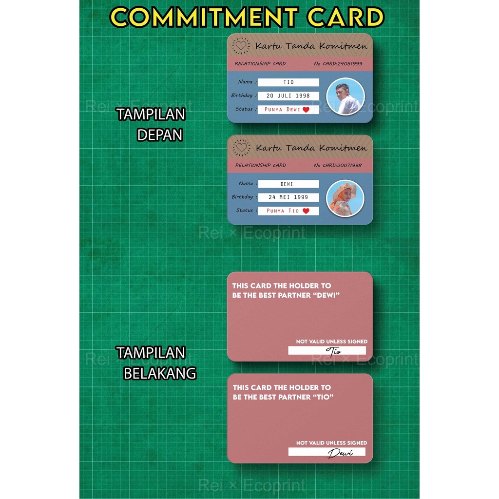 KARTU TANDA KOMITMEN RELATIONSHIP CARD BAHAN SEPERTI KTP