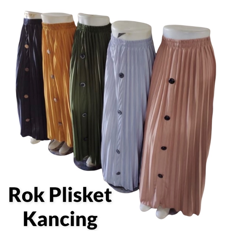 Realpict !! Rok Plisket Kancing Murah