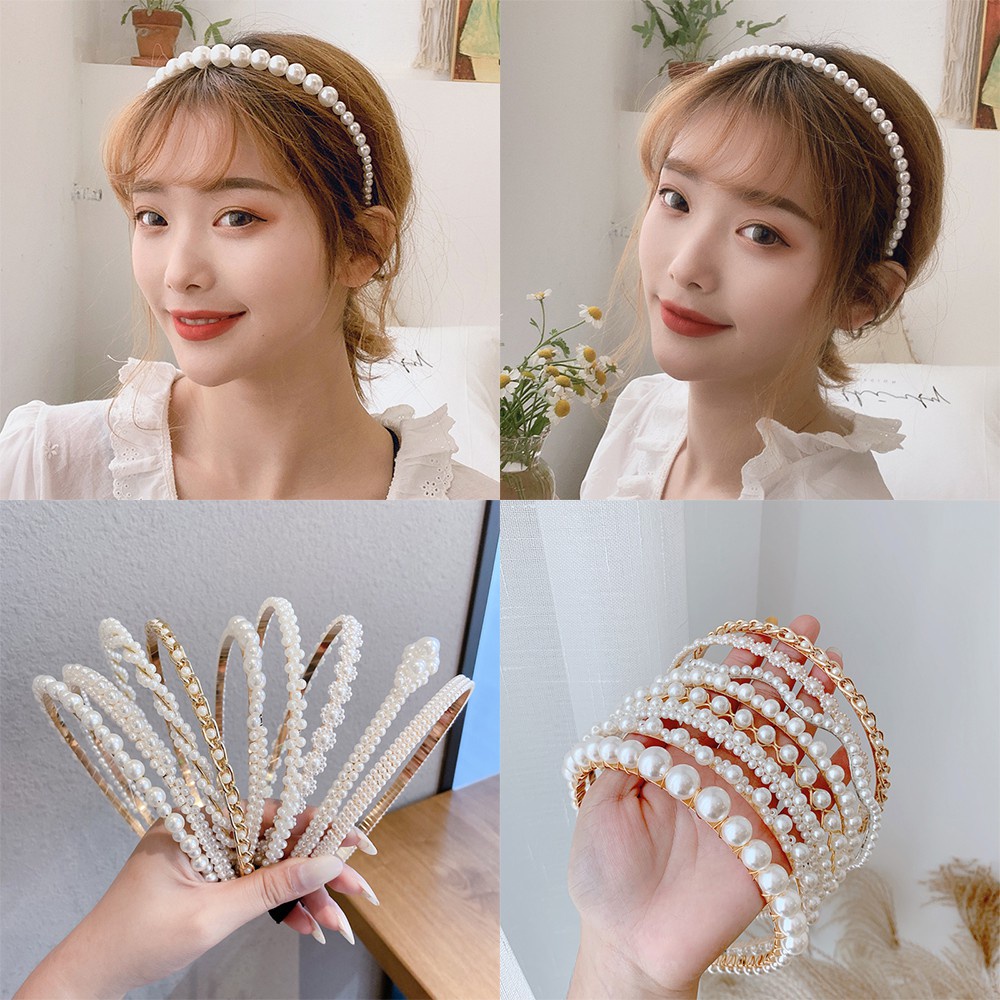 Bando Korea Perempuan Dewasa Motif Pearl Mutiara Bandana Fashion style Wanita korea Aksesoris Hiasan Rambut Wanita Import AK125