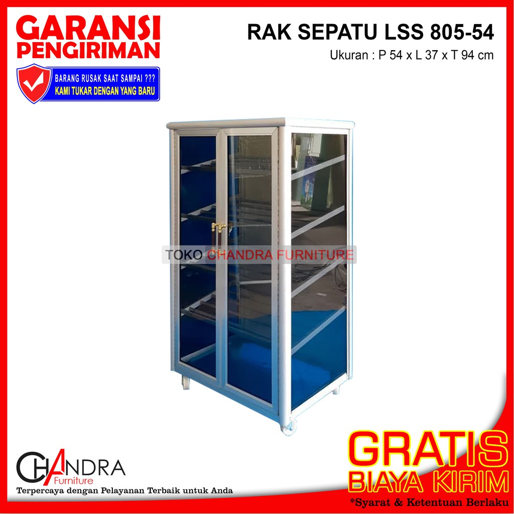 Lemari / Rak Sepatu / Tempat Sandal Aluminium 5 Susun Kaca Riben LSS 805-54 (SUPER)