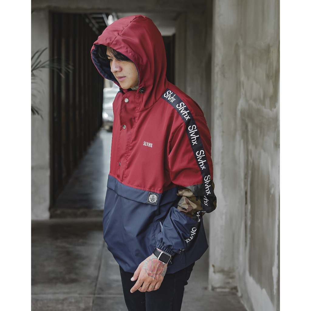 Jaket Cougle Salviohexia Maroon Navy Jaket Slvhx Jaket Parasut Pria Jaket Outdoor