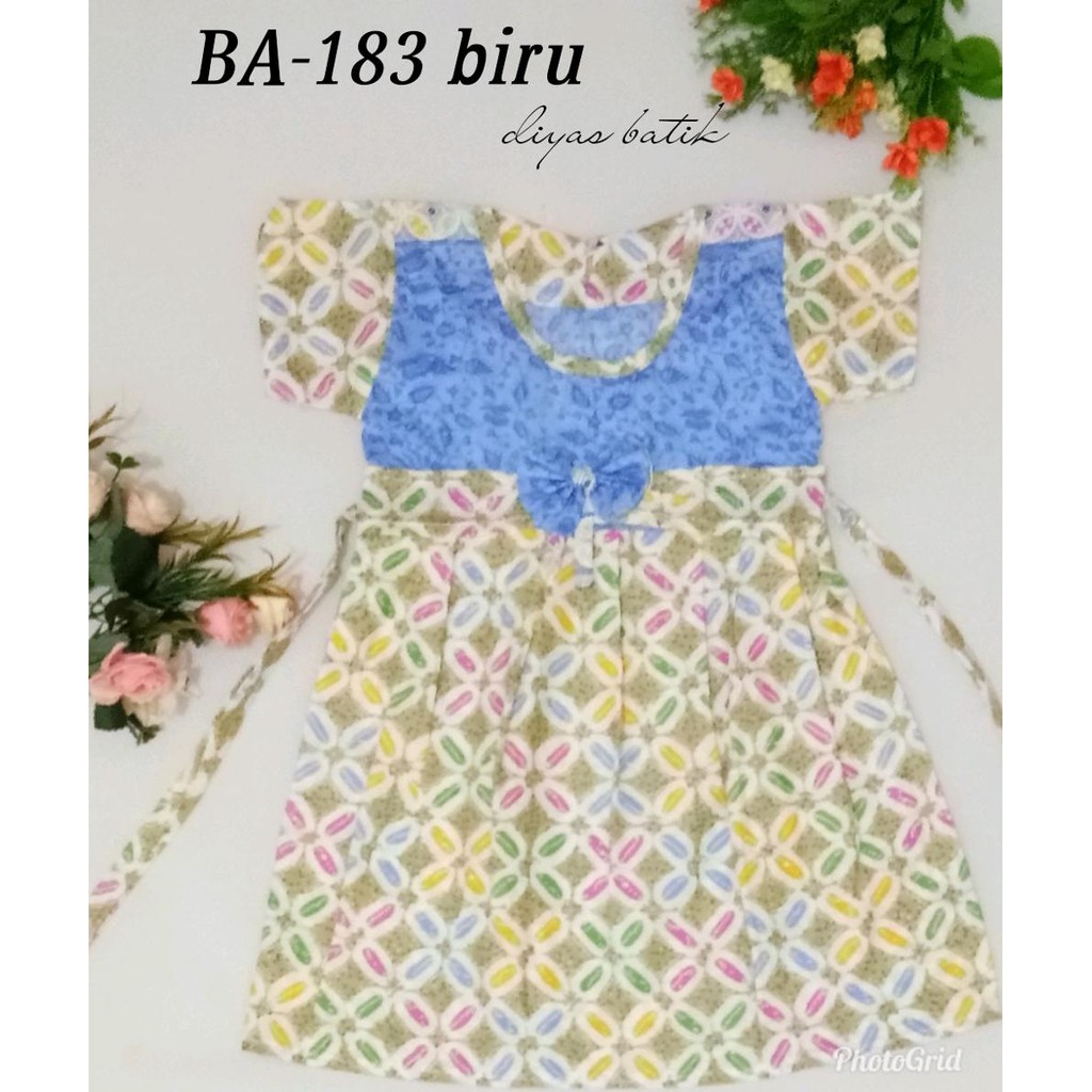 dress batik anak bahan katun warna Biru BA-183