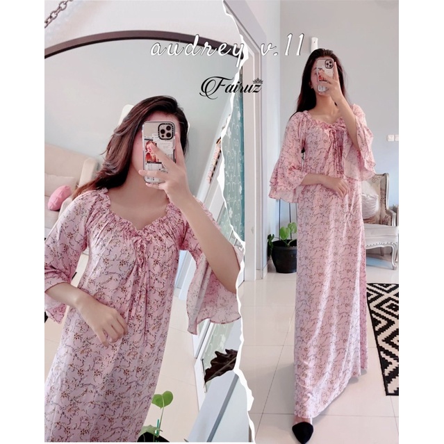 Daster arab FAIRUZ AUDREY Homedress Rayon Homewear Original Label-FAY: PINK VOL.11