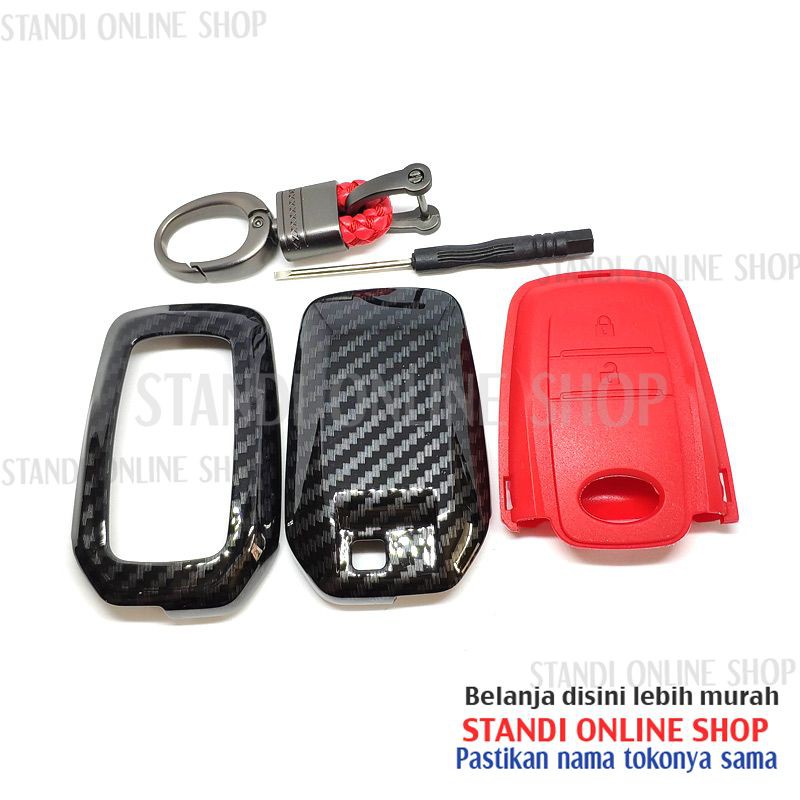 Cover Smartkey Sarung Kunci Toyota Innova Type Q Carbon Merah