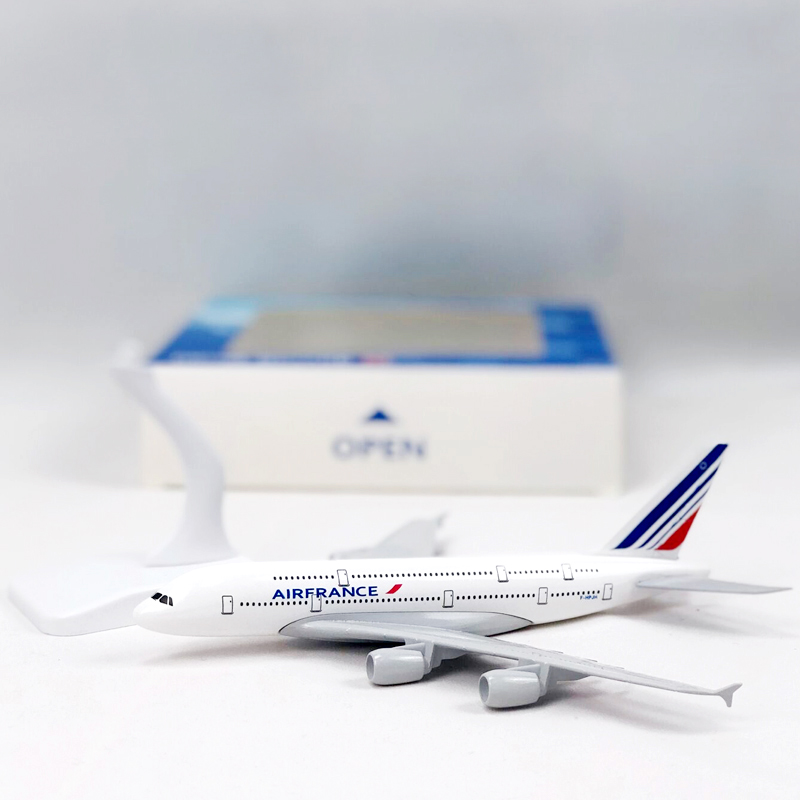 Air France A380 Model Pesawat Terbang Airbus 380 Bahan Alloy Diecast 20CM Dengan Display Stand