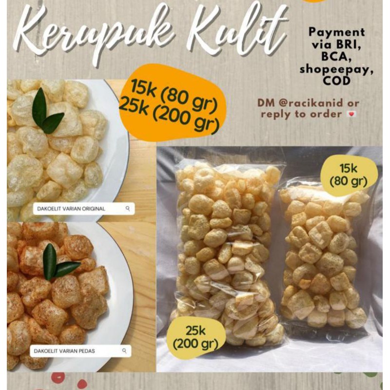 

Kerupuk Kulit Varian Ori 200gr (by req)