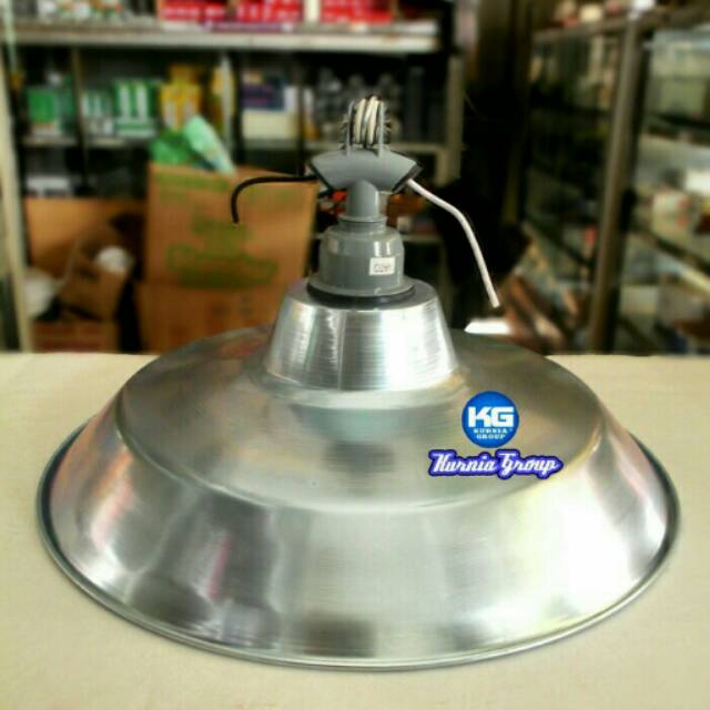 KAP LAMPU ANTI AIR SILVER BAHAN ALUMUNIUM E27 + FITING PLASTIK / LAMPU JALAN / STREET LAMP