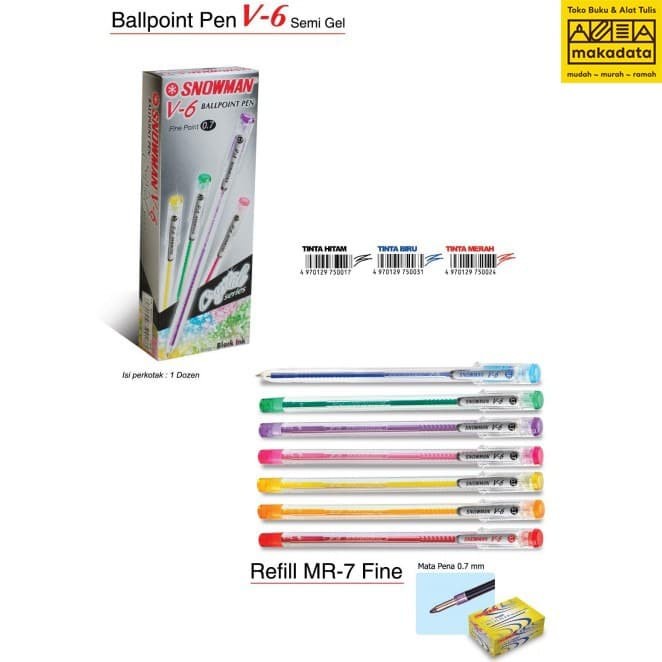 

BALLPOINT | BOLPEN | PULPEN SNOWMAN V-6 0.7 (12 PCS)