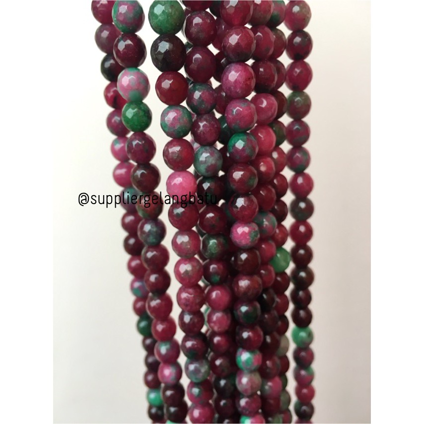 Natural TANZANIA 8mm CUTTING batu manik FACETED bead ruby red bracelet alam aksesoris pria wanita
