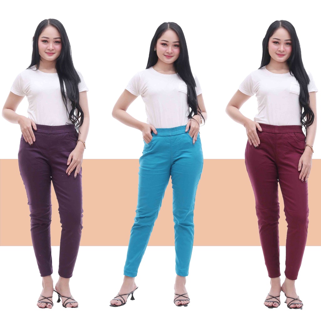 CELANA JEANS PINGGANG KARET LEGING CELANA SOFT JEANS  JEANS WANITA CELANA PANJANG WANITA KEKINIAN TERMURAH