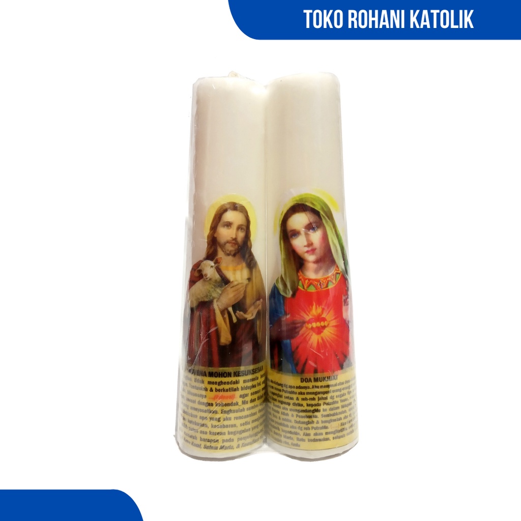 LILIN DOA KATOLIK 20 - 25 CM / LILIN ALTAR / LILIN DOA BESAR / LILIN BERGAMBAR