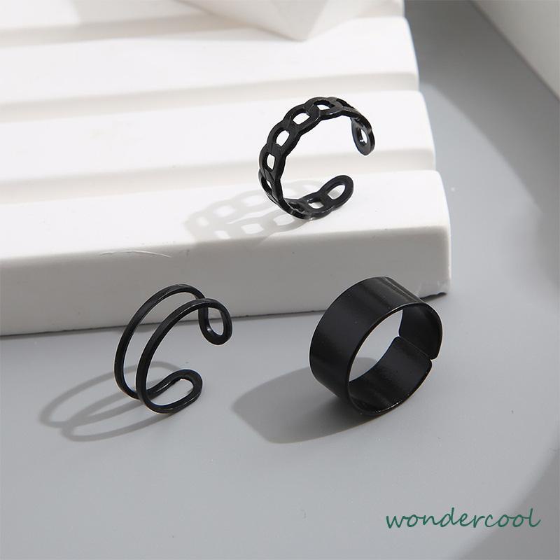 3pcs Set Cincin Jari Knuckle Gaya Vintage Punk Korea Untuk Pria Dan Cincin Wanita -Won