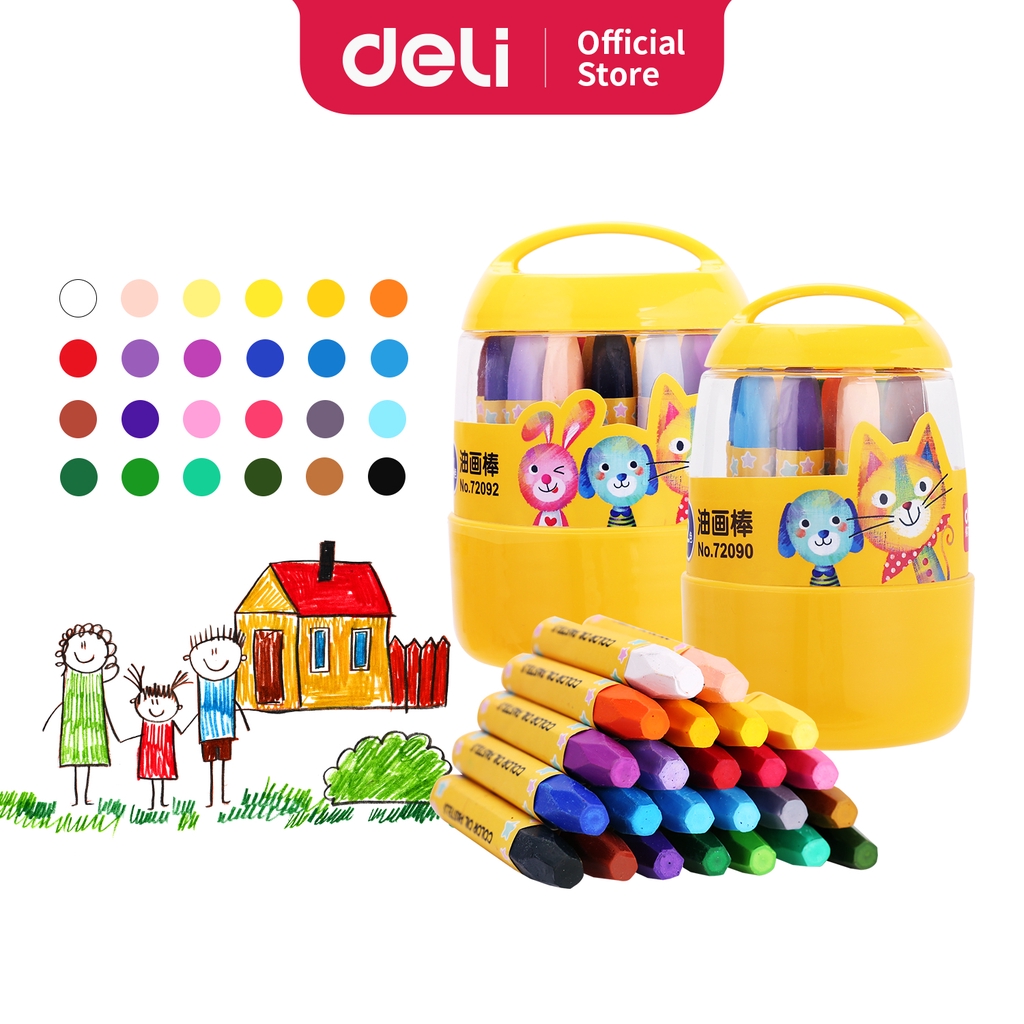 

Deli 12/24 warna oil pastel desain Barrel, mudah untuk diambil dan ditempatkan 72090 72092