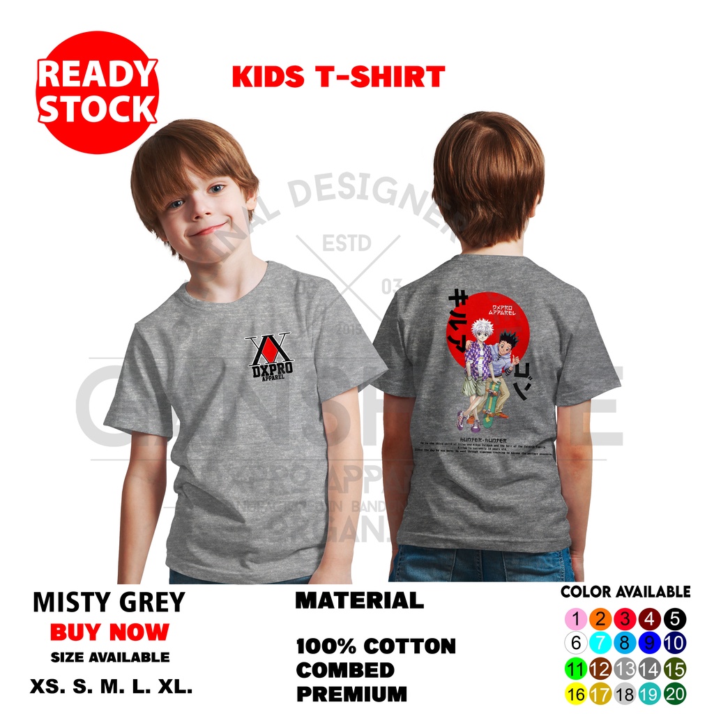 BAJU DISTRO ANAK ANIME LOGO KILLUA GON HUNTER PREMIUM