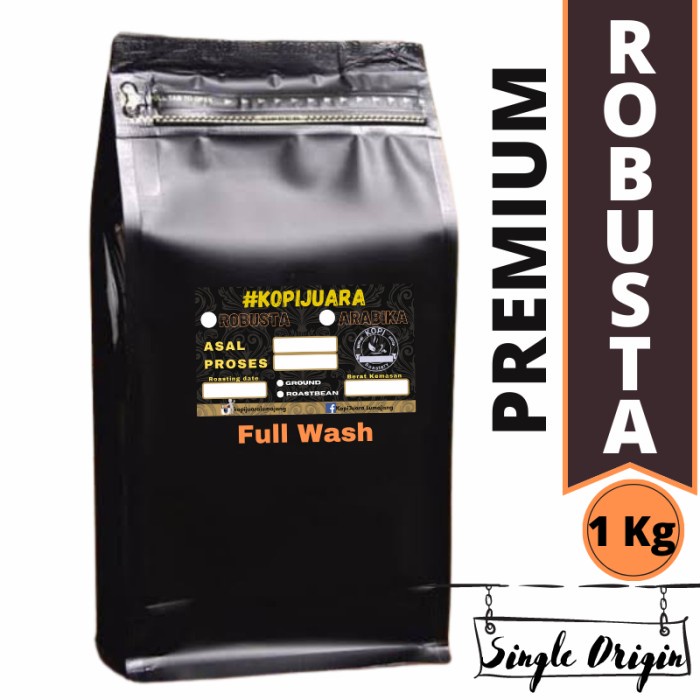 

(BISA COD) Kopi Robusta Premium 1Kg Asli Petik Merah Bisa Pilih Biji atau Bubuk - Medium, Bubuk Kasar