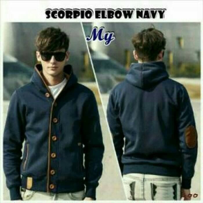 Jaket Blazer Virgo Elbow Navy/Sweater Pria