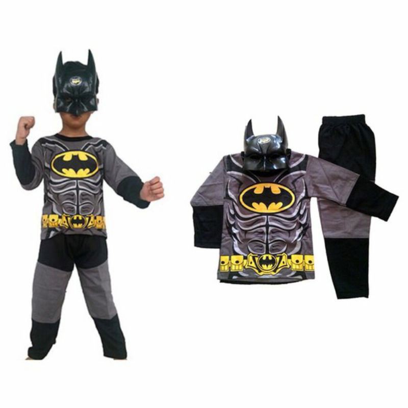 Baju kostum anak batman / baju batman anak topeng kain bersayap