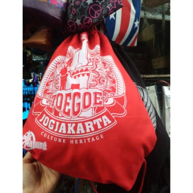 TERMURAH! TURUN HARGA! Tas Serut Jogja Merk Capung Pria Wanita Couple - SOUVENIR UNIK CANTIK OOTD