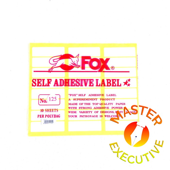 [Pak - 10 lembar] Fox Label Stiker 125 / Undangan / Nama / Self Adhesive Sticker