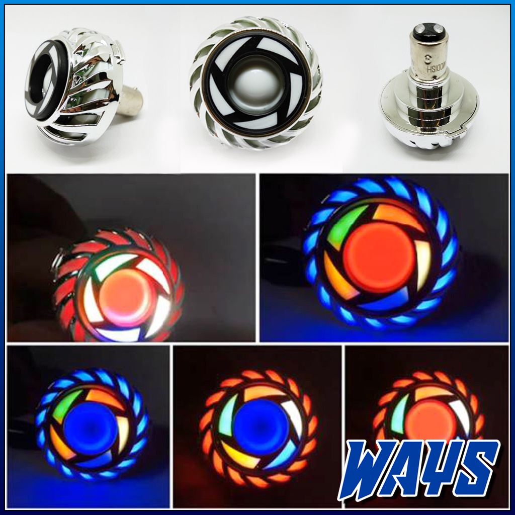 L122 | Lampu Rem Stop Stoplamp Bayonet 1157 Projie LED Rainbow Mobil Motor Variasi Running Kedip 12V